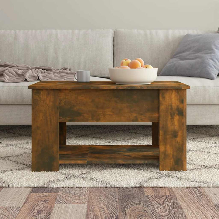 sofabord 79x49x41 cm konstrueret træ røget egetræ