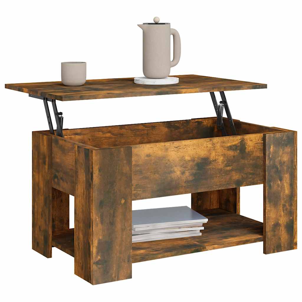 sofabord 79x49x41 cm konstrueret træ røget egetræ