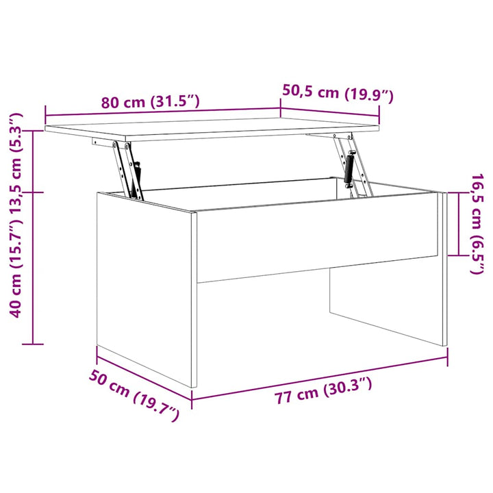 sofabord 80x50,5x41,5 cm konstrueret træ røget egetræsfarve