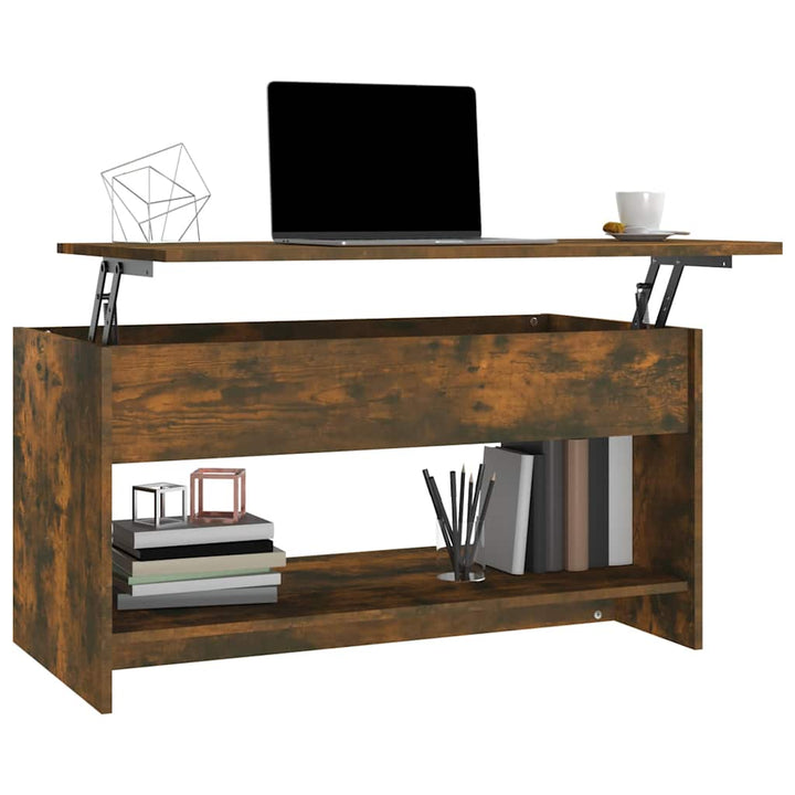 sofabord 102x50x52,5 cm konstrueret træ røget egetræsfarve