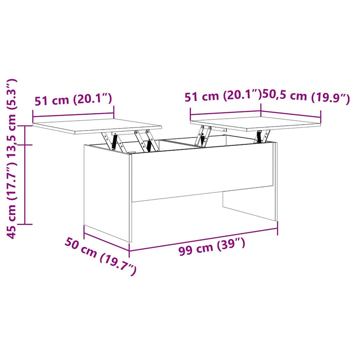 sofabord 102x50,5x46,5 cm konstrueret træ røget egetræsfarve