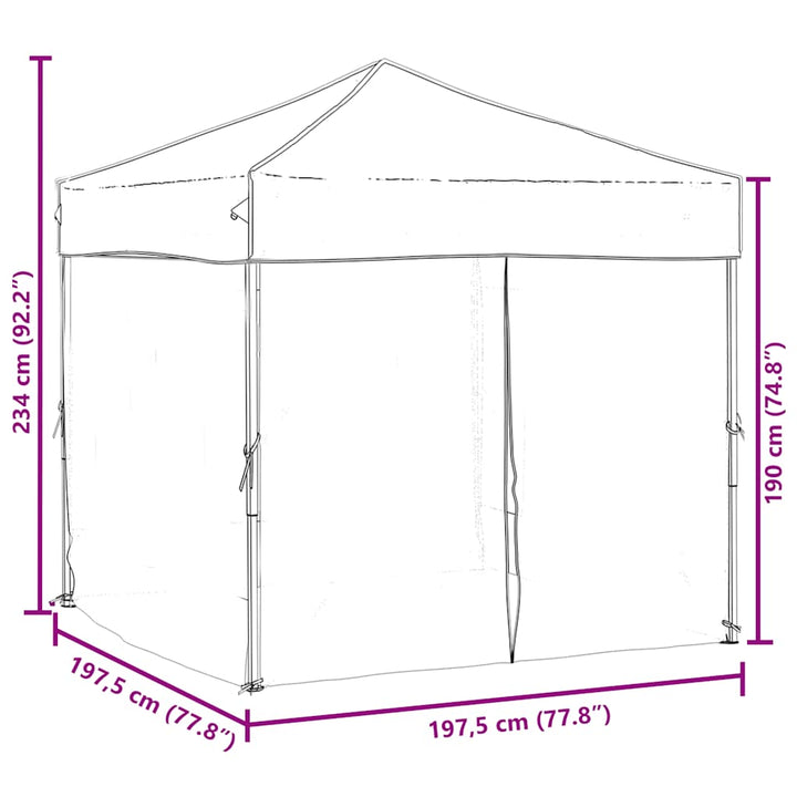foldbart festtelt med sidevægge 2x2 m cremefarvet