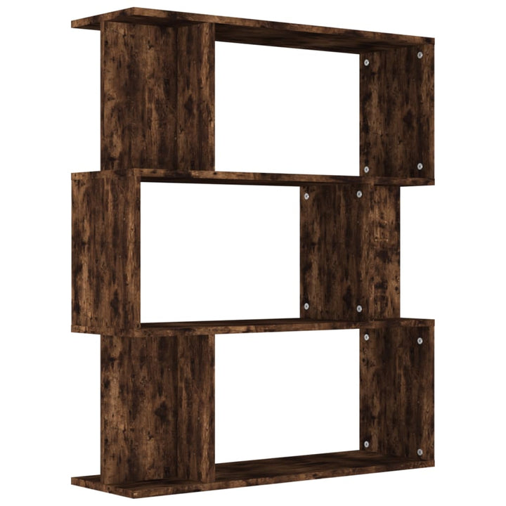 bogreol/rumdeler 80x24x96 cm konstrueret træ røget egetræ