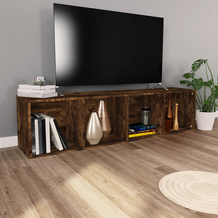 bogreol/tv-skab 36x30x143 cm konstrueret træ røget egetræsfarve