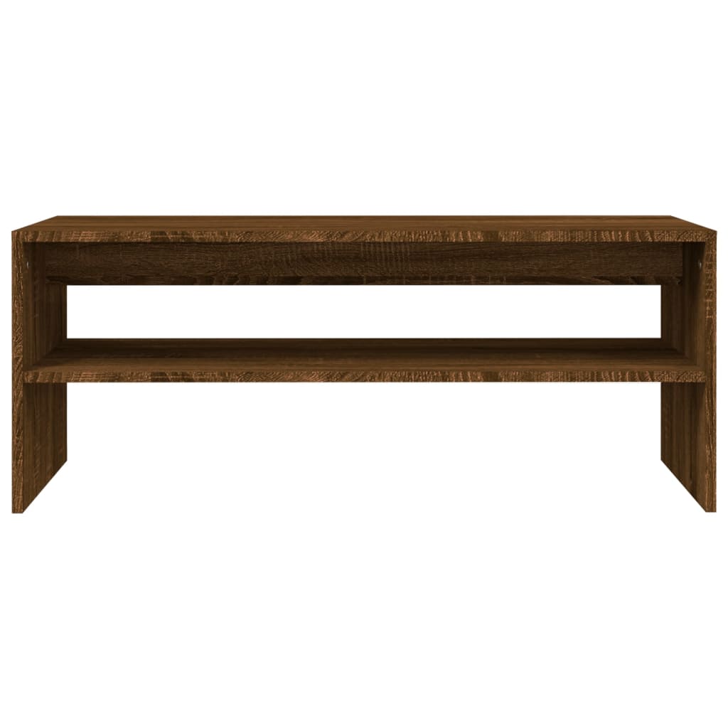 sofabord 100x40x40 cm konstrueret træ brun egetræsfarve