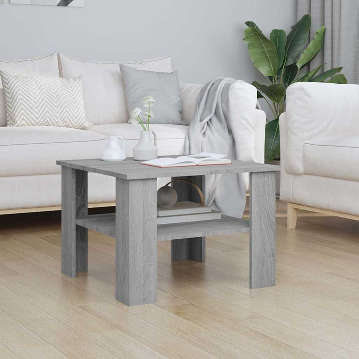 sofabord 60x60x42 cm konstrueret træ grå sonoma-eg
