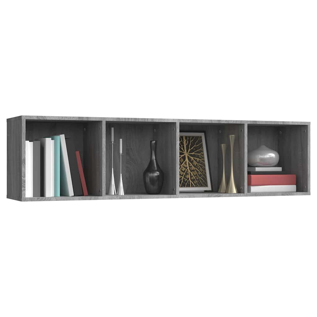 bogreol/tv-bord 143x30x36 cm konstrueret træ grå sonoma-eg