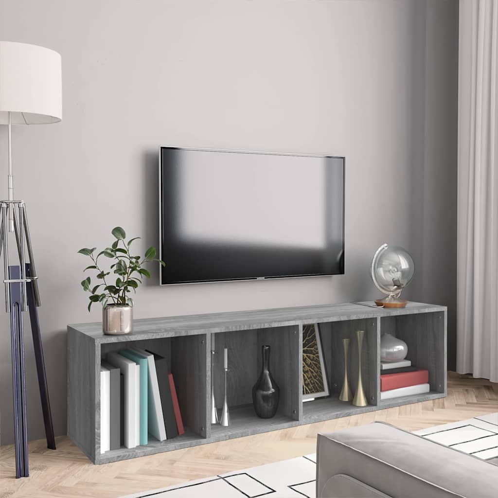 bogreol/tv-bord 143x30x36 cm konstrueret træ grå sonoma-eg