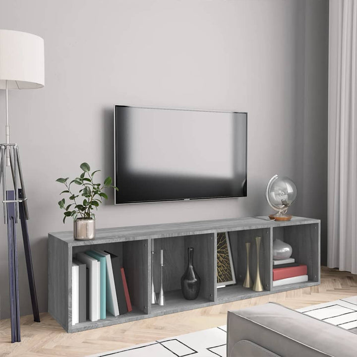 bogreol/tv-bord 143x30x36 cm konstrueret træ grå sonoma-eg