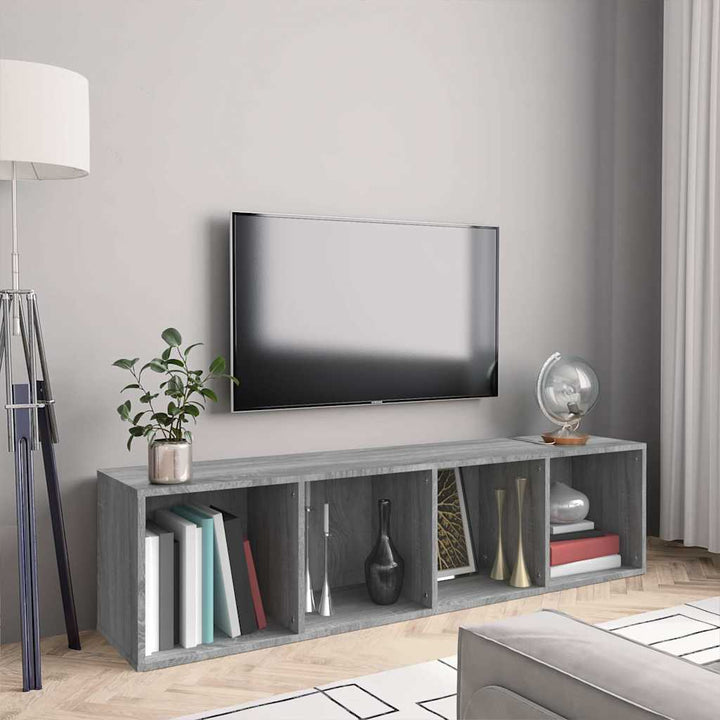 bogreol/tv-bord 143x30x36 cm konstrueret træ grå sonoma-eg