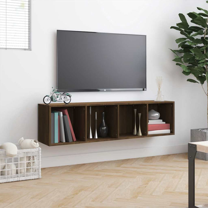 bogreol/tv-skab 143x30x36 cm konstrueret træ brun egetræ