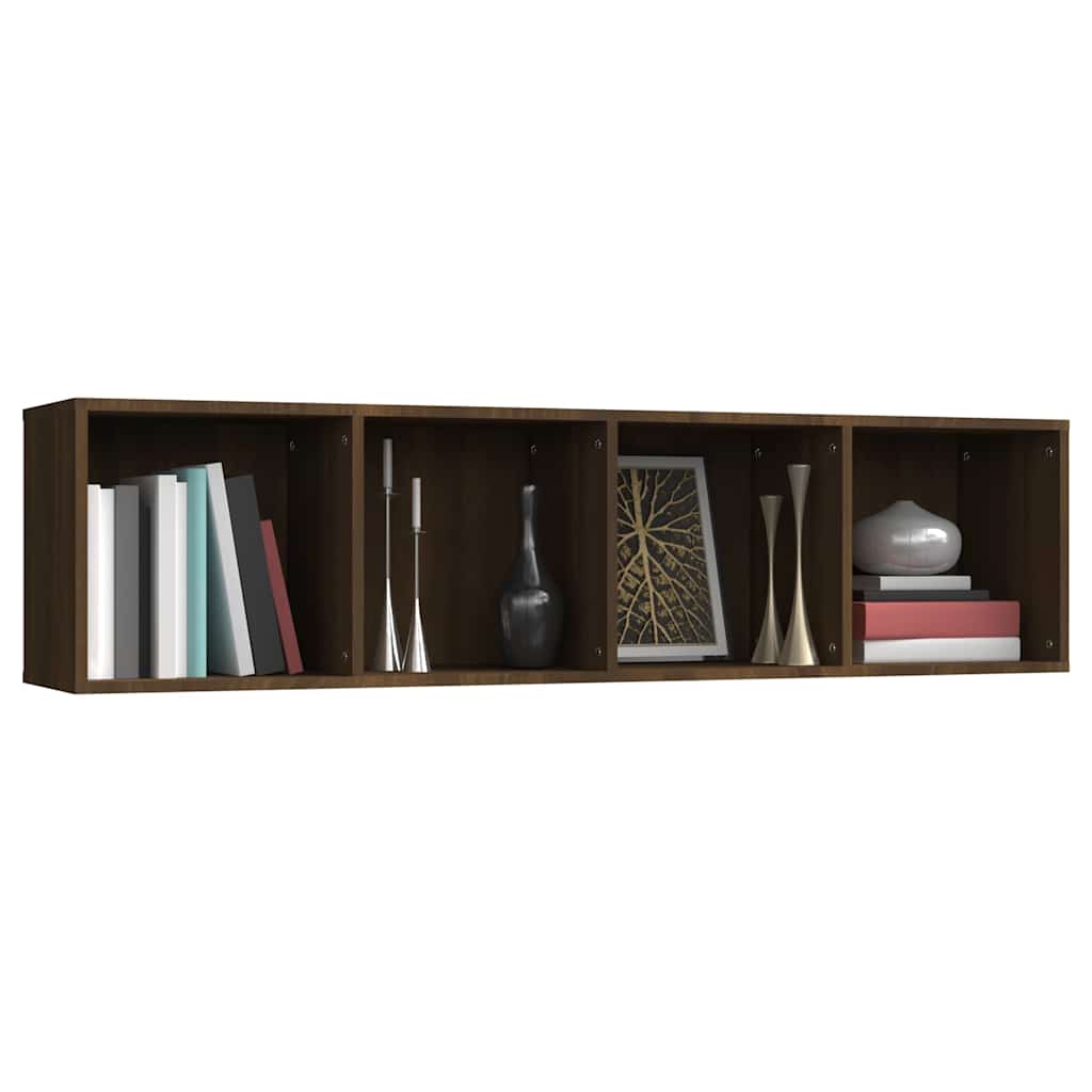 bogreol/tv-skab 143x30x36 cm konstrueret træ brun egetræ