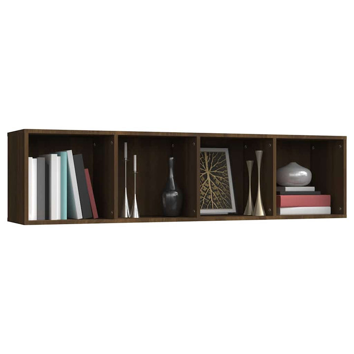 bogreol/tv-skab 143x30x36 cm konstrueret træ brun egetræ