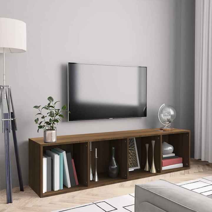 bogreol/tv-skab 143x30x36 cm konstrueret træ brun egetræ