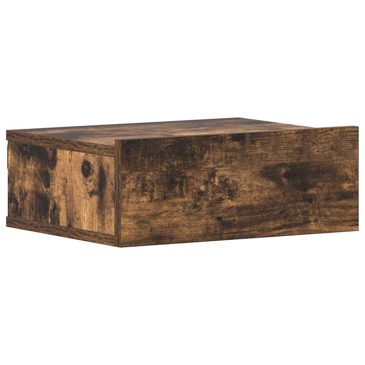 væghængte natborde 2 stk. 40x30x15 cm konstrueret træ røget eg
