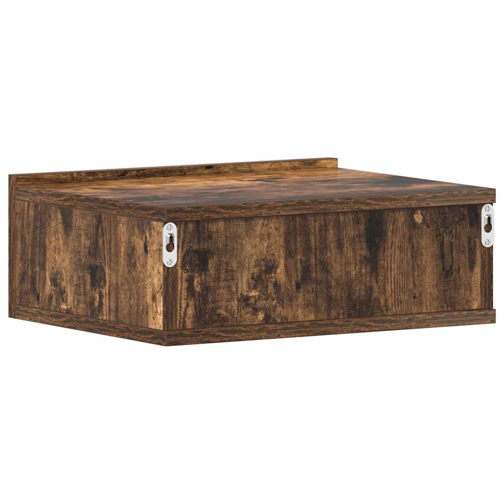 væghængte natborde 2 stk. 40x30x15 cm konstrueret træ røget eg