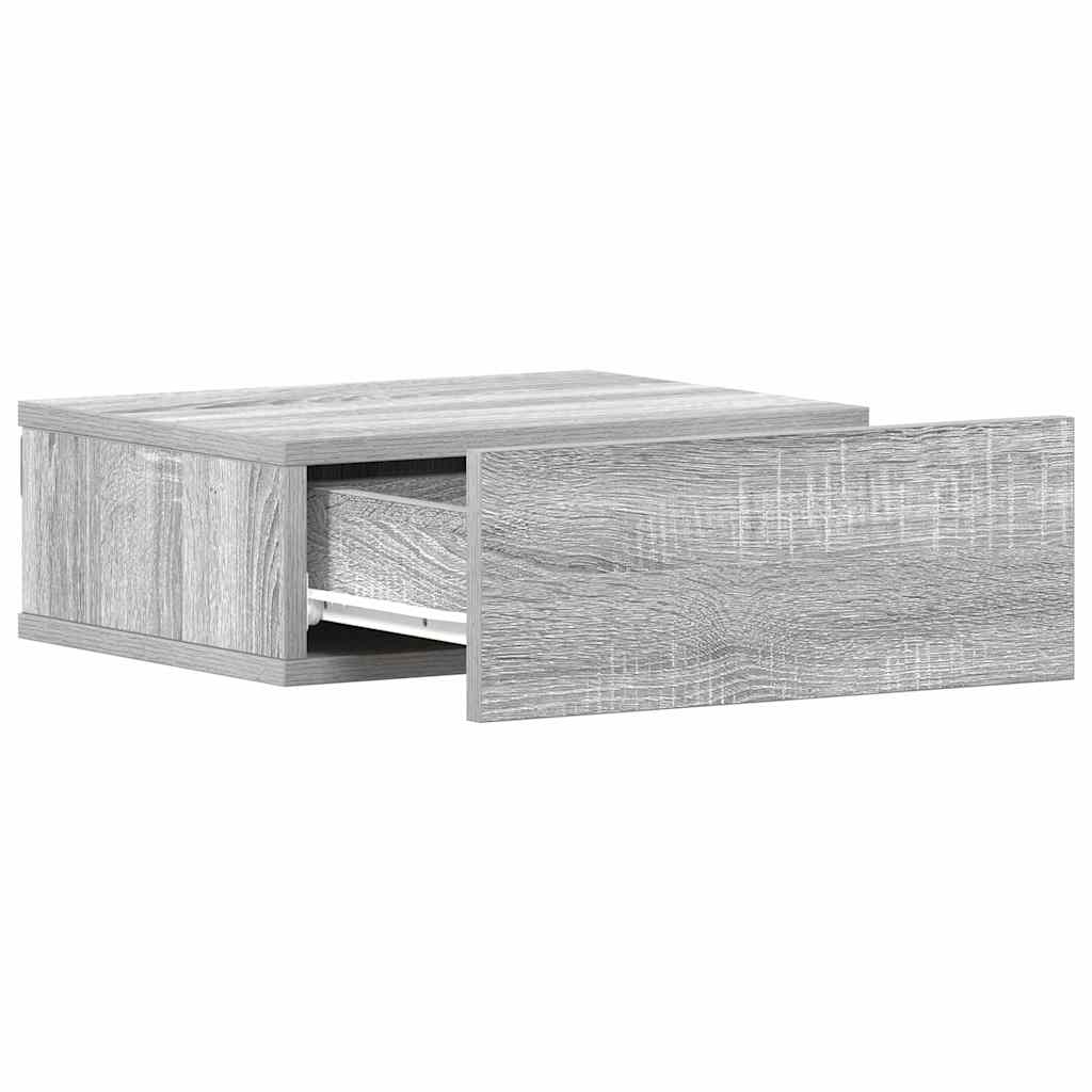 natborde til væg 2 stk. 40x30x15 cm konstrueret træ grå sonoma
