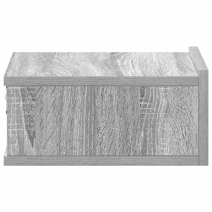 natborde til væg 2 stk. 40x30x15 cm konstrueret træ grå sonoma