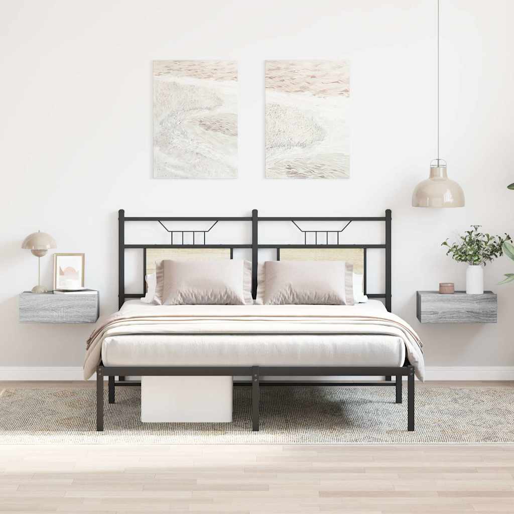 natborde til væg 2 stk. 40x30x15 cm konstrueret træ grå sonoma