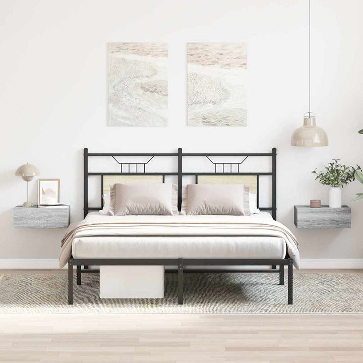 natborde til væg 2 stk. 40x30x15 cm konstrueret træ grå sonoma