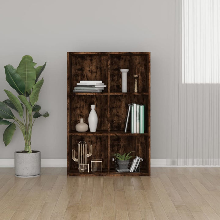 bogreol/skænk 66x30x98 cm konstrueret træ røget egetræ