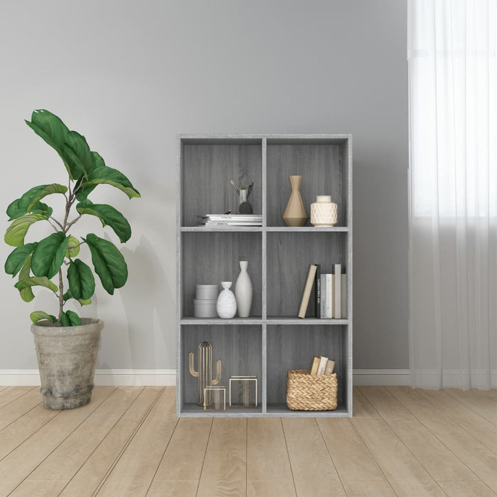 bogreol/skænk 66x30x98 cm konstrueret træ grå sonoma-eg