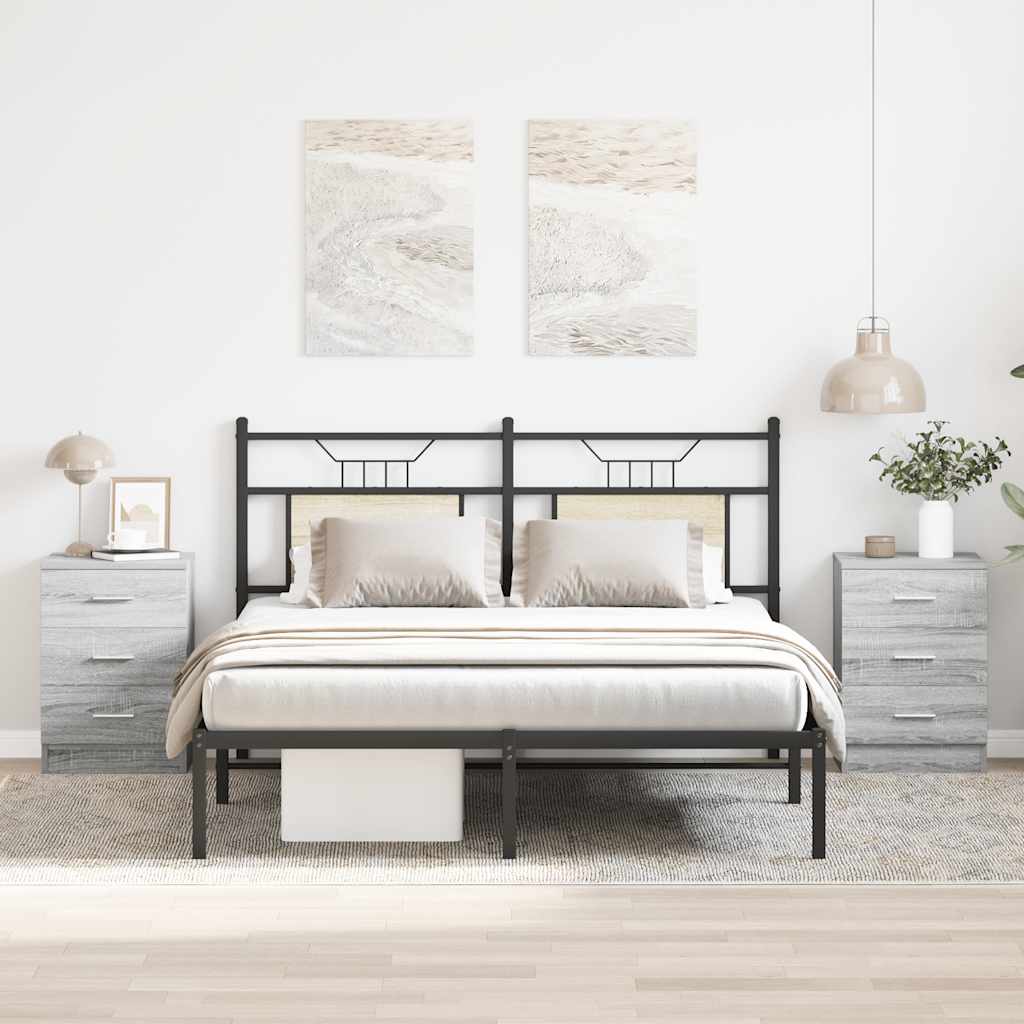 sengeborde 2 stk. 38x35x56 cm konstrueret træ grå sonoma-eg