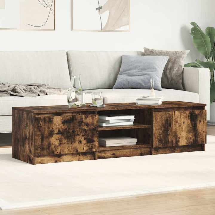 tv-bord 140x40x35,5 cm konstrueret træ røget egetræsfinish