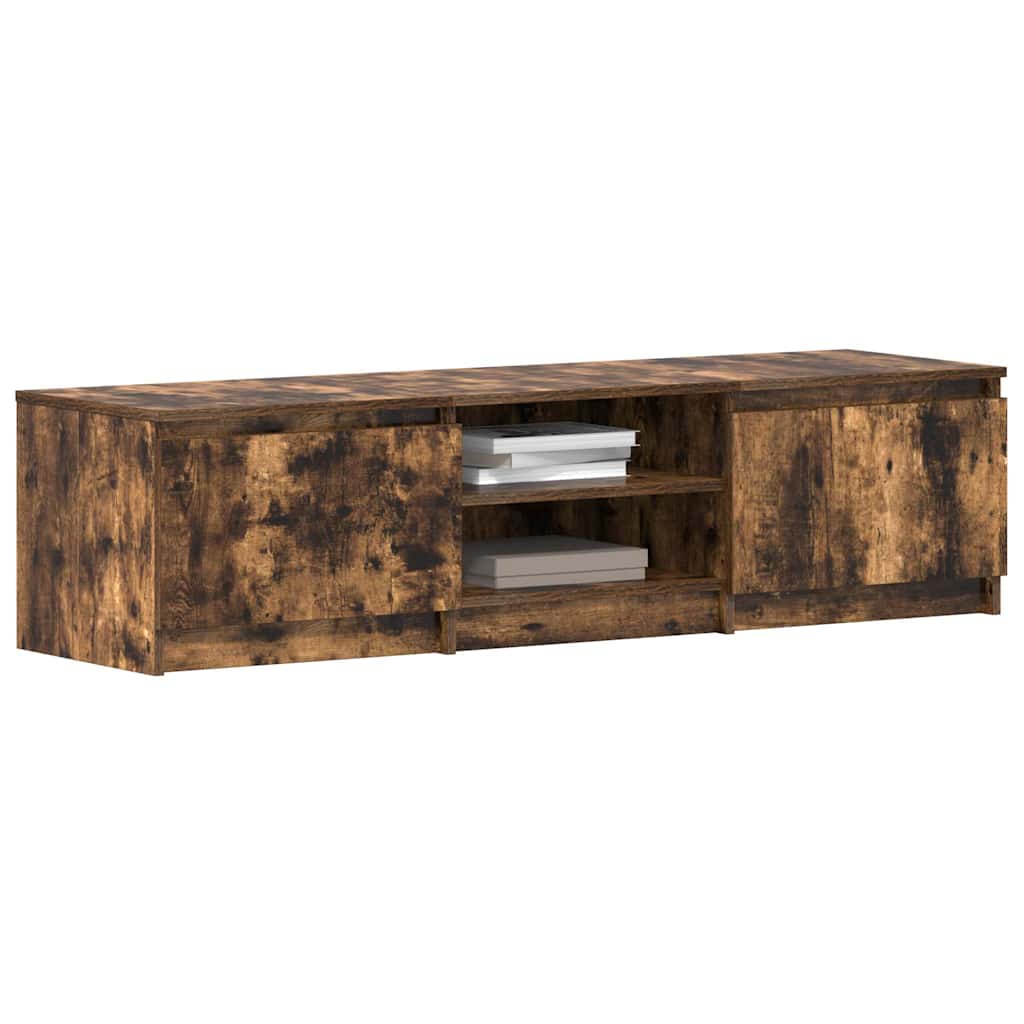 tv-bord 140x40x35,5 cm konstrueret træ røget egetræsfinish