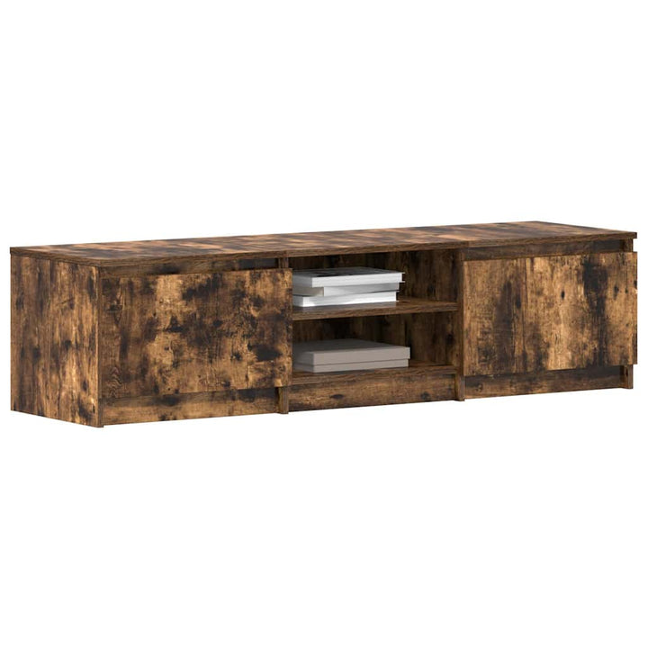 tv-bord 140x40x35,5 cm konstrueret træ røget egetræsfinish