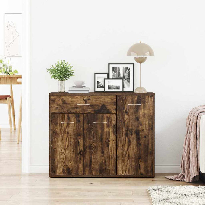skænk 88x30x70 cm konstrueret træ røget egetræsfarve