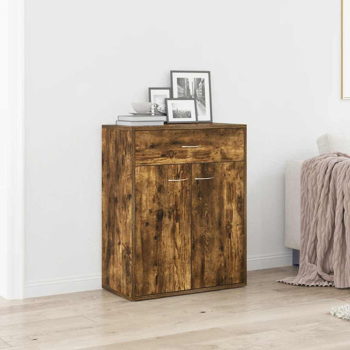 skænk 60x30x75 cm konstrueret træ røget egetræsfarve