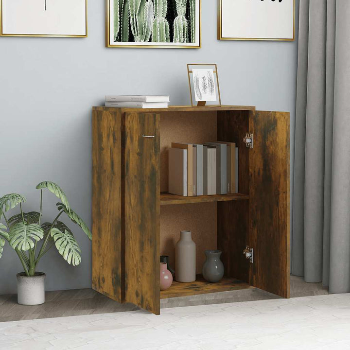 skænk 60x30x75 cm konstrueret træ røget egetræsfarve