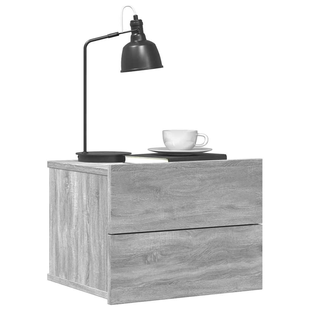 sengeborde 2 stk. 40x30x30 cm konstrueret træ grå sonoma-eg