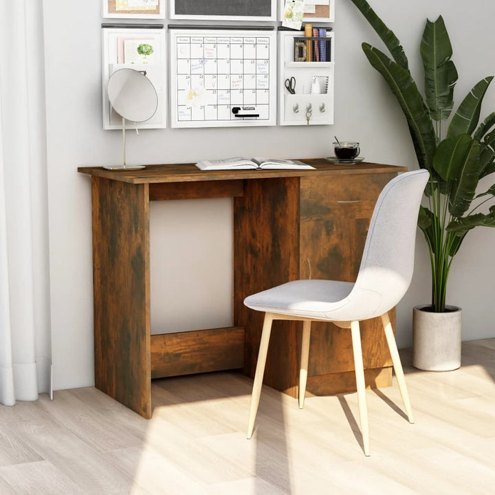 skrivebord 100x50x76 cm konstrueret træ røget egetræsfarve