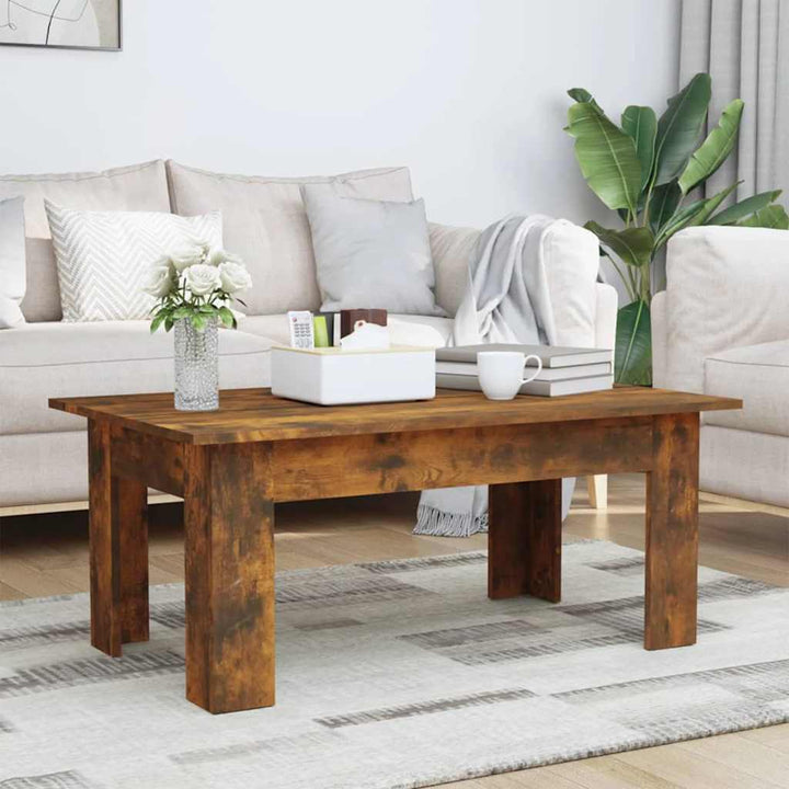 sofabord 100x60x42 cm konstrueret træ røget egetræsfarve