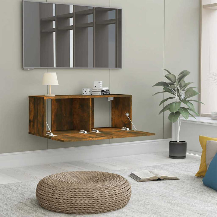 tv-bord 80x30x30 cm konstrueret træ røget egetræsfarve