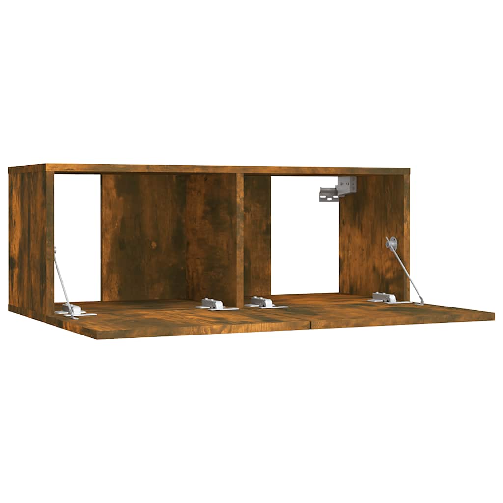 tv-bord 80x30x30 cm konstrueret træ røget egetræsfarve