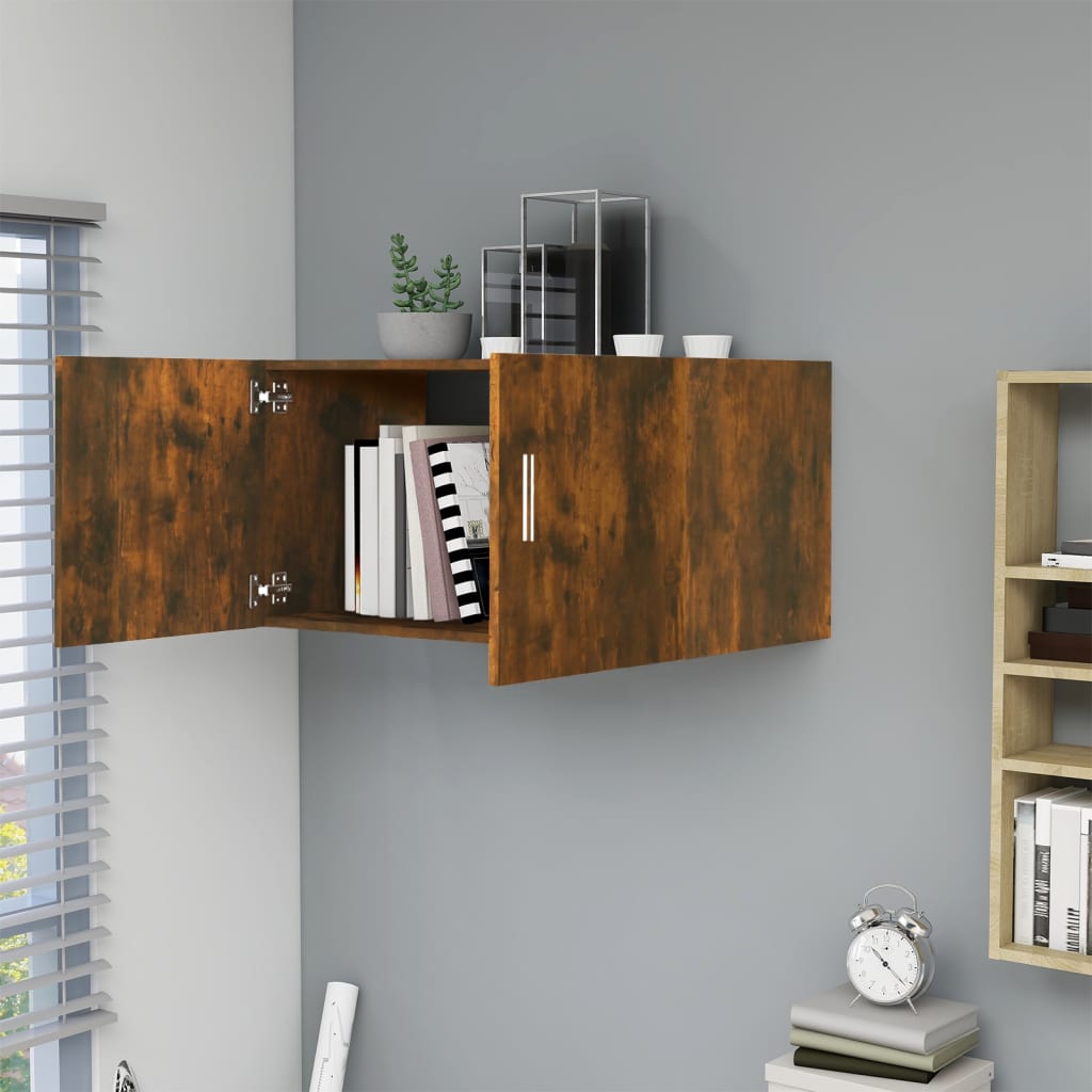 vægskab 80x39x40 cm konstrueret træ røget egetræsfarve
