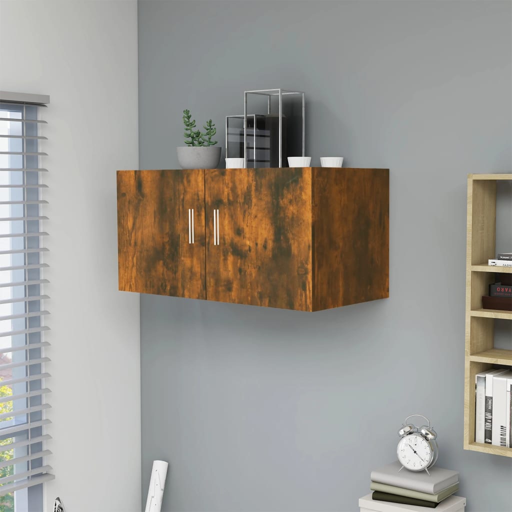 vægskab 80x39x40 cm konstrueret træ røget egetræsfarve