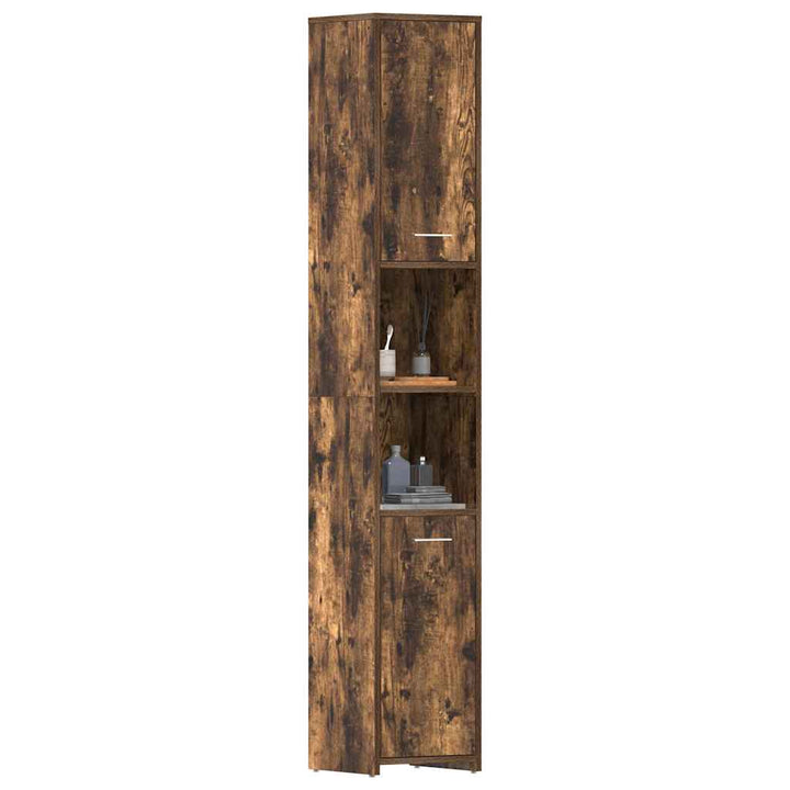 badeværelsesskab 30x30x183,5 cm konstrueret træ røget egetræ