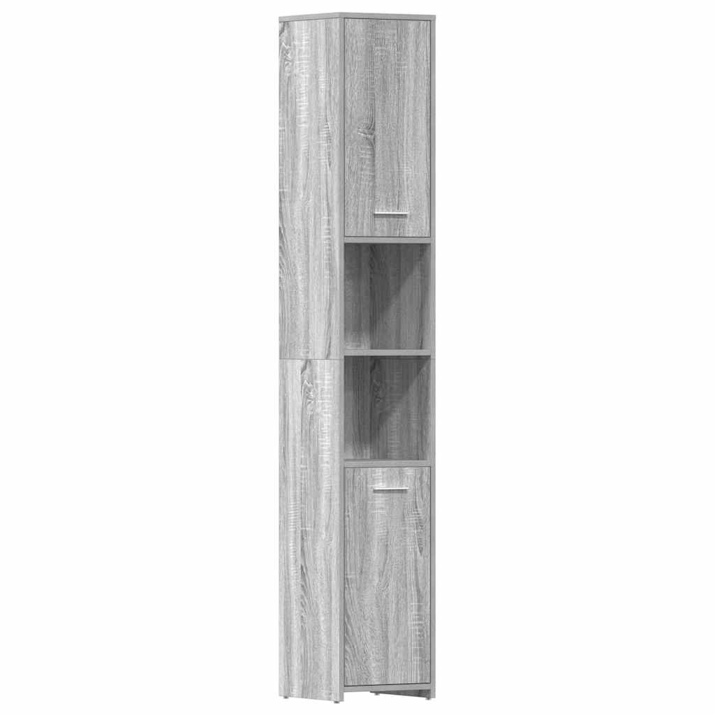 badeværelsesskab 30x30x183,5 cm konstrueret træ grå sonoma-eg