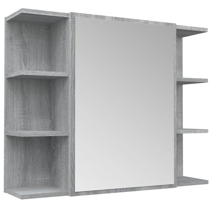 skab med spejl 80x20,5x64 cm konstrueret træ grå sonoma-eg