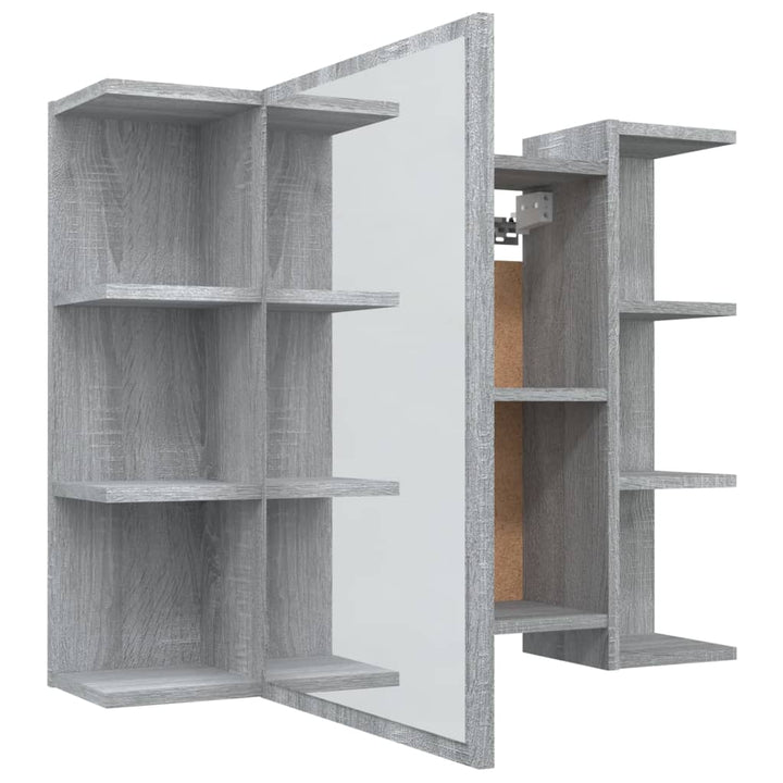 skab med spejl 80x20,5x64 cm konstrueret træ grå sonoma-eg
