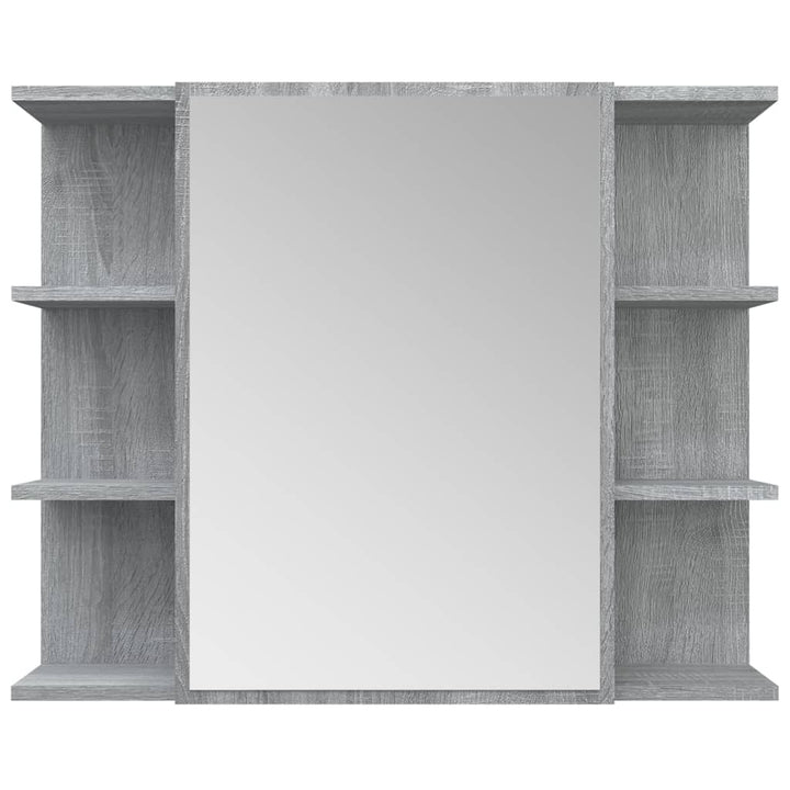 skab med spejl 80x20,5x64 cm konstrueret træ grå sonoma-eg