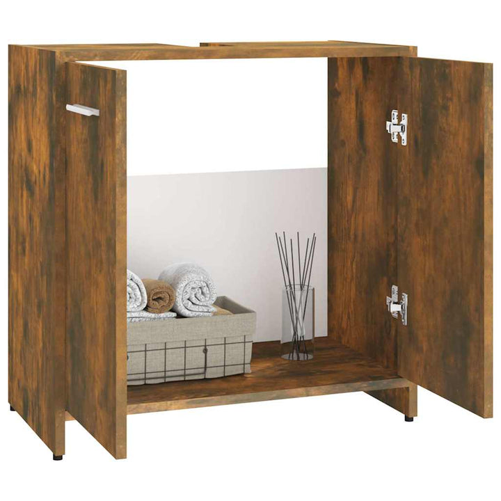badeværelsesskab 60x33x60 cm konstrueret træ røget egetræ