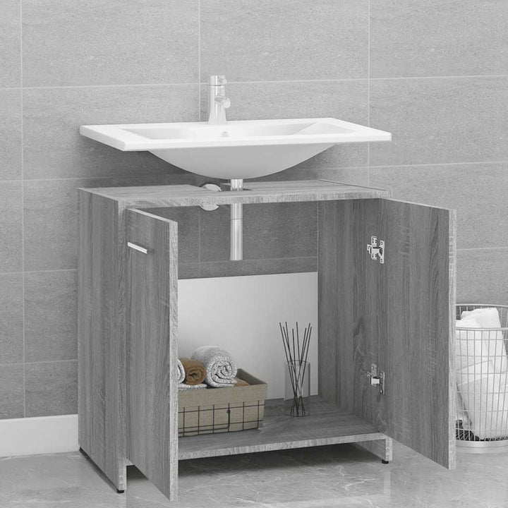 badeværelsesskab 60x33x60 cm konstrueret træ grå sonoma-eg