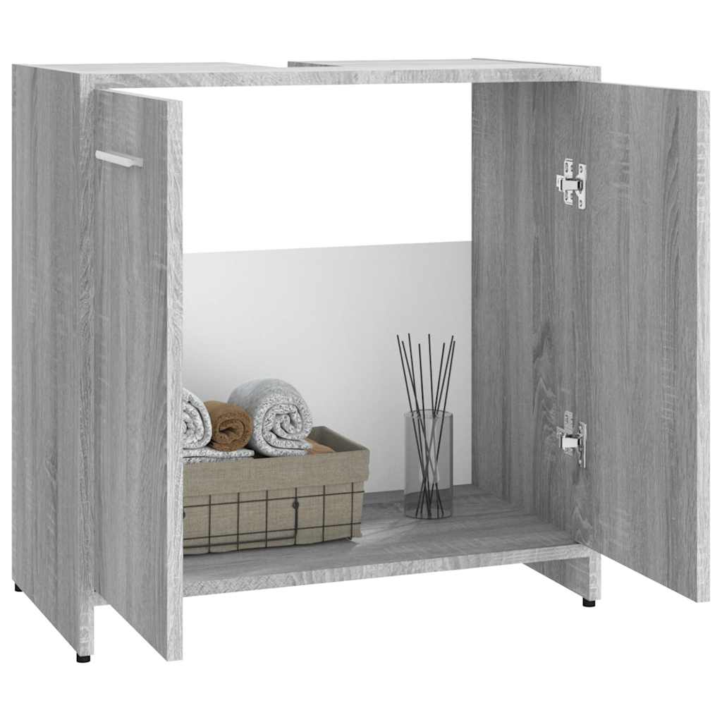 badeværelsesskab 60x33x60 cm konstrueret træ grå sonoma-eg