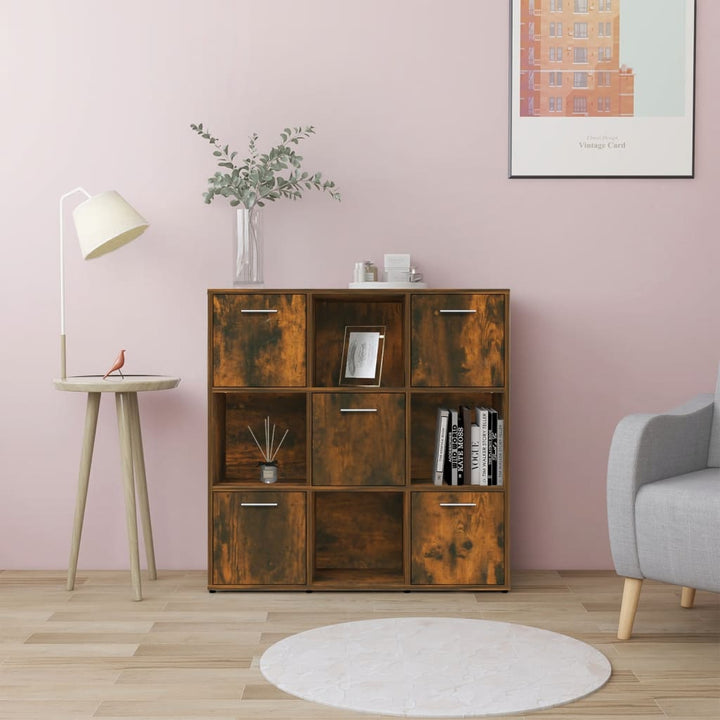 bogreol 90x30x90 cm konstrueret træ røget egetræ