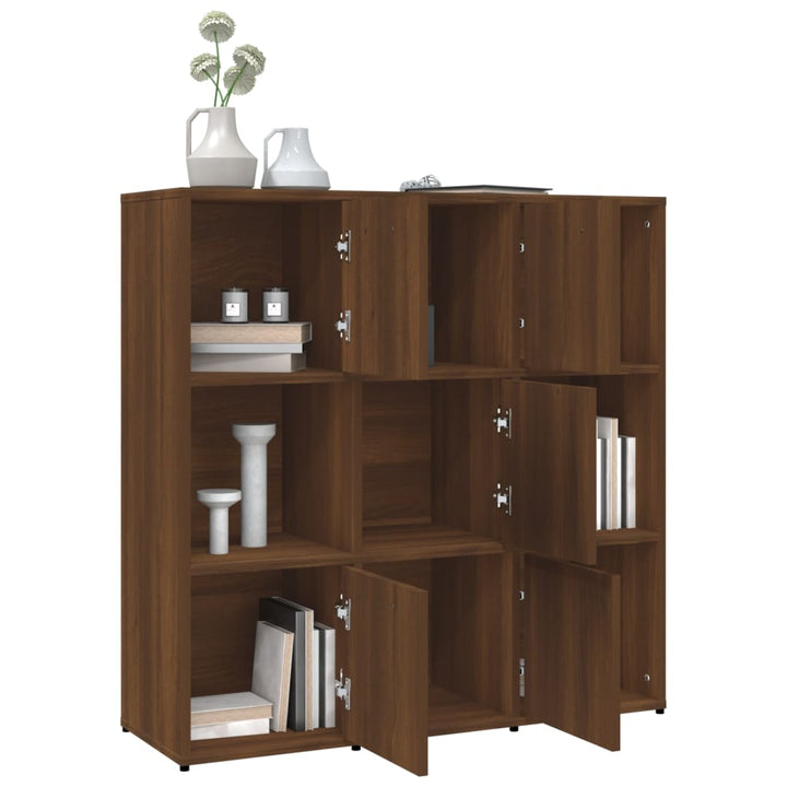 bogreol 90x30x90 cm konstrueret træ brun egetræsfarve